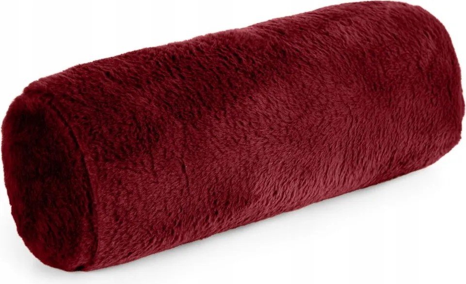 Dekoratív párnahuzat henger Nina 15x45 Eurofirany bordó szőrme és bolyhos