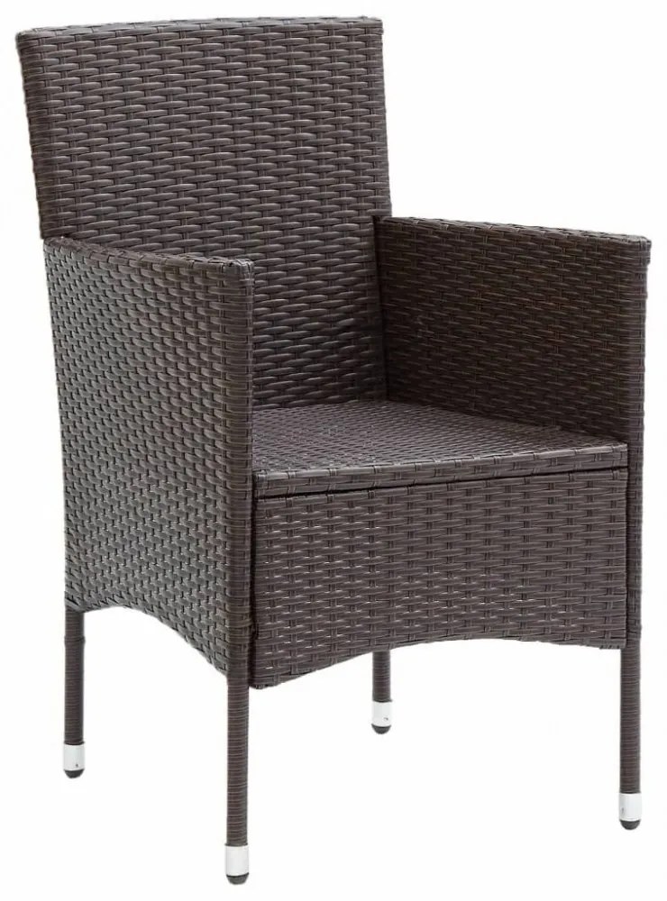 3 részes barna polyrattan kerti étkezőgarnitúra párnákkal