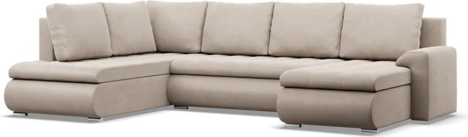 Tokio U sarokkanapé, 3 ágyneműtartóval, bársony, baloldali, bézs
