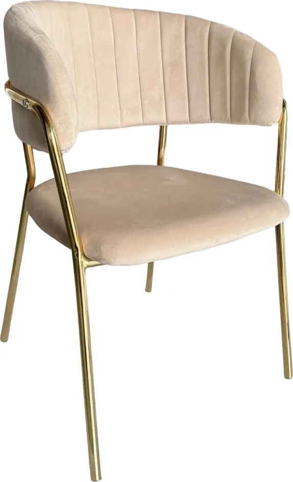 Design étkezőszék, bézs Velvet szövet/gold króm arany, DASMIN NEW TYP 1