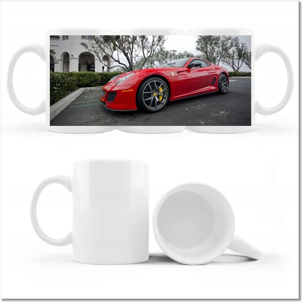Nyomott mintás bögre Piros Ferrari autó