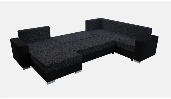 Kárpitozott univerzális U-alakú kihúzható ülőgarnitúra YORK fekete/antracit