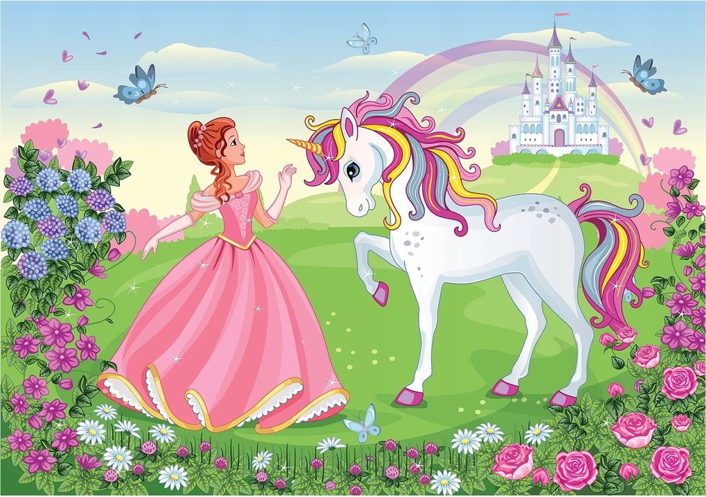 Fotótapéta Unikornis Hercegnő Álomvarázs Fantázia 254x184 +ragasztó