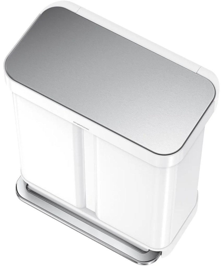 Simplehuman Pedálový odpadkový koš na tříděnéodpad 58 l, bílá
