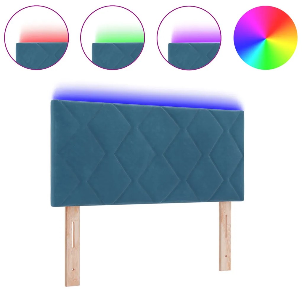 LED Fejtámla Gyémánt Blokk Minta Sötét Kék 100 cm Bársony