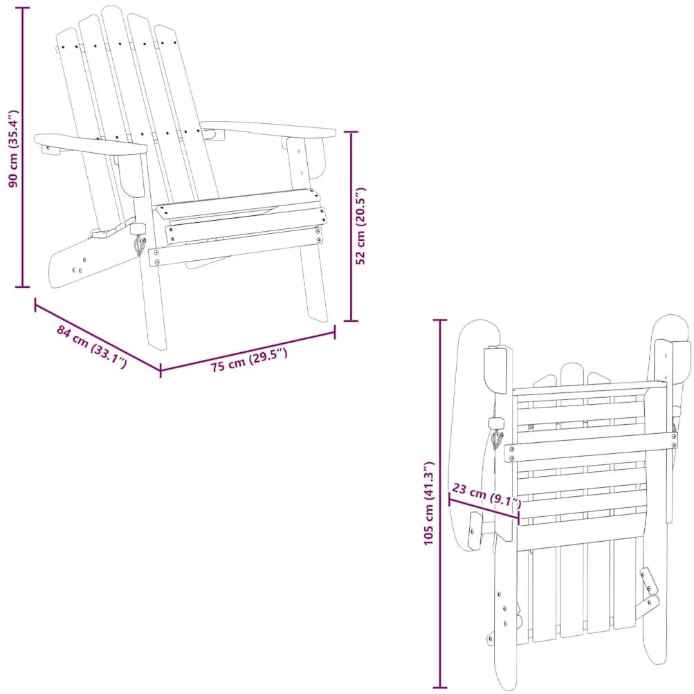 2 db tömör akácfa kerti adirondack szék