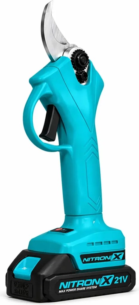 NITRONIX 4786 akkumulátoros kerti metszőolló + 2× akkumulátor + koffer