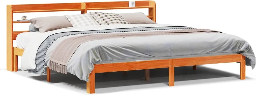vidaXL viaszbarna tömör fenyőfa ágy matrac nélkül 180 x 200 cm