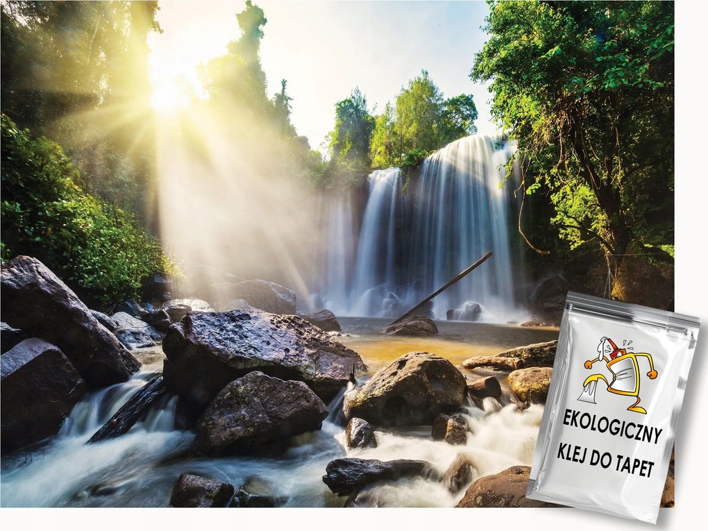 Fotótapéta Flizelina Tájkép Kilátás Vízesés Zöld Folyó Nap 350x250 ragasztó