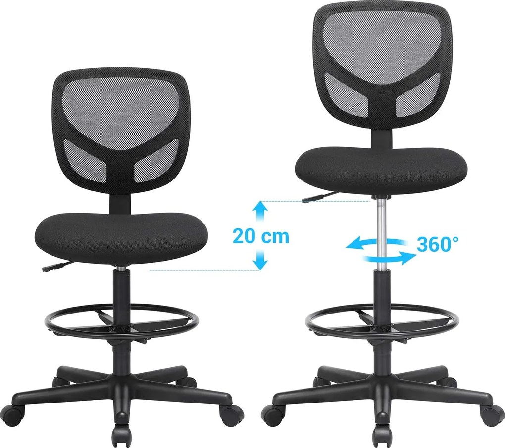 Hálós irodai szék, forgó szék ülésmagasság 55-75 cm, fekete