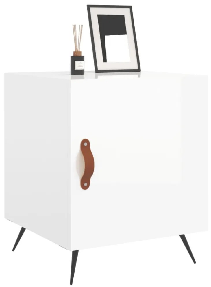 vidaXL magasfényű fehér szerelt fa éjjeliszekrény 40 x 40 x 50 cm