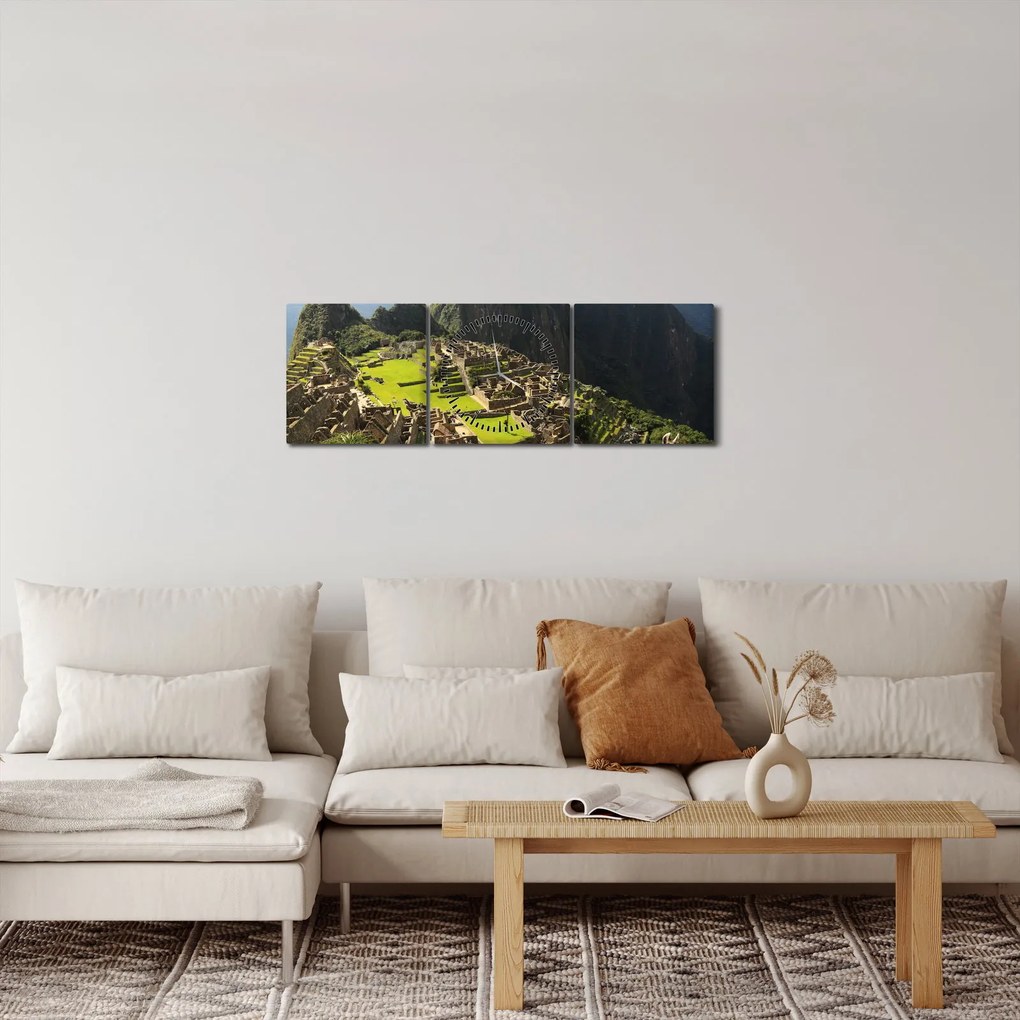 Kép - Lámák Machu Picchuban (órával) (90x30 cm)