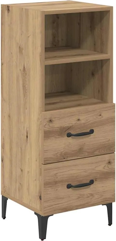 vidaXL Széf fiókkal kézműves tölgy 34 x 34.5 x 90 cm Faanyag