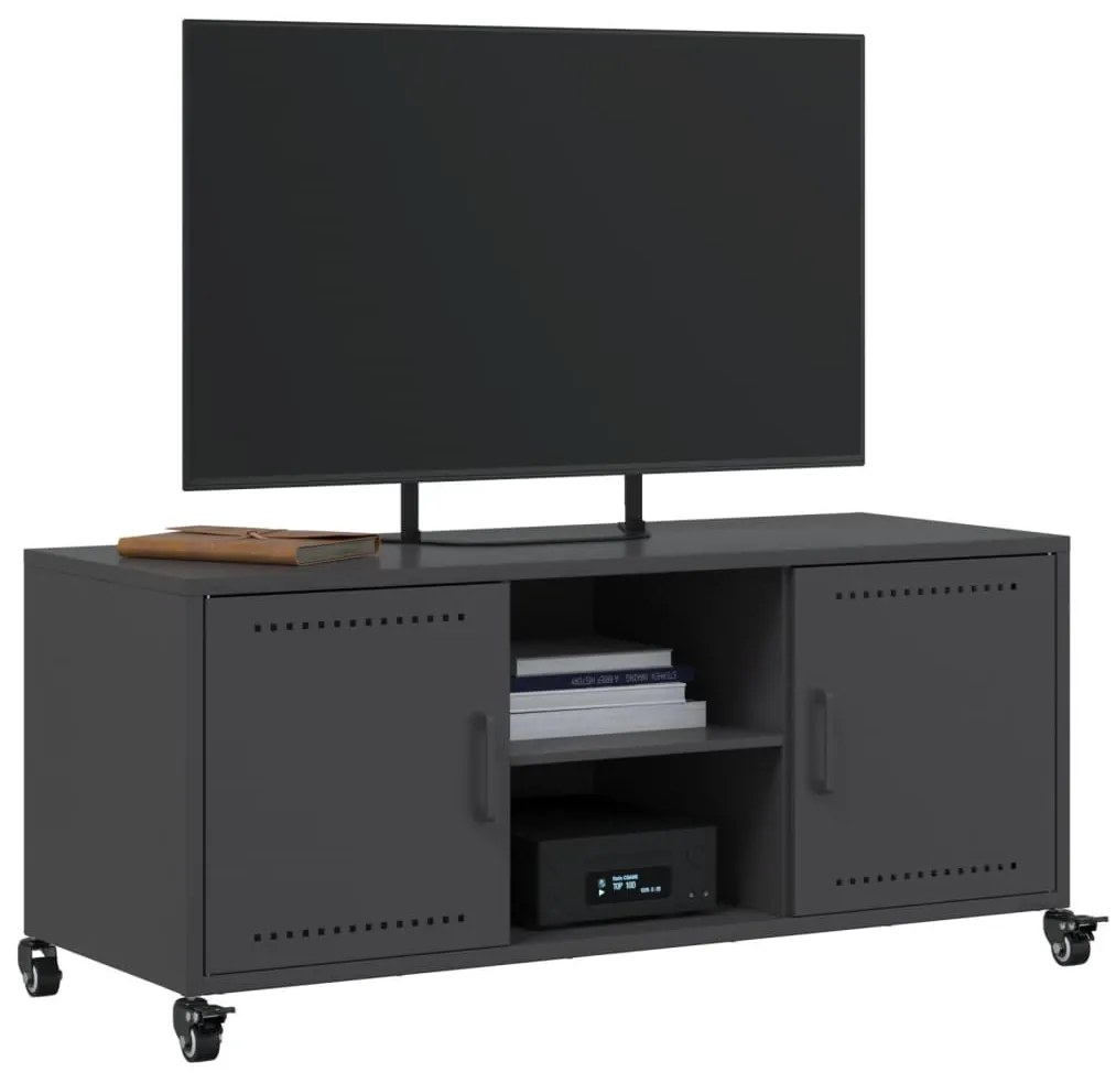 fekete acél TV-szekrény 100,5 x 39 x 43,5 cm