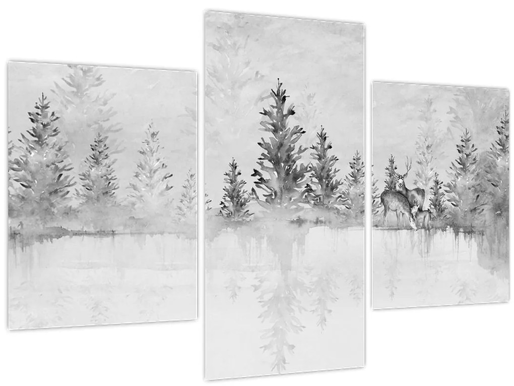 Kép - Szarvas a tónál (90x60 cm)