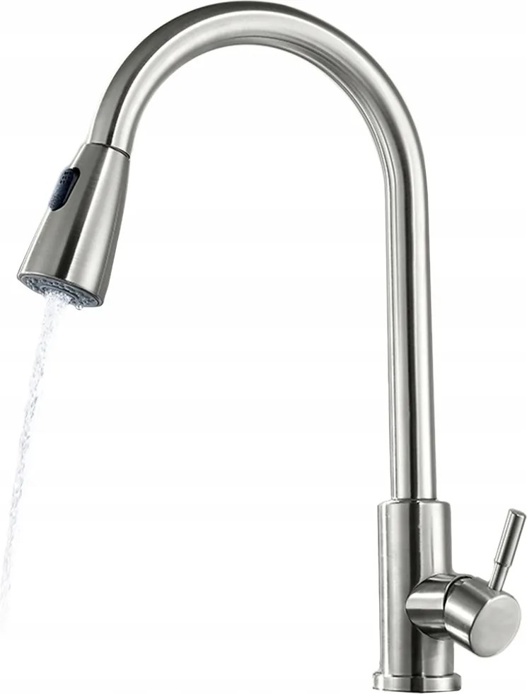 Konyhai Csaptelep Kihúzható Kifolyócső 2 Üzemmód Szálcsiszolt Acél Csaptelep 2F Szatén