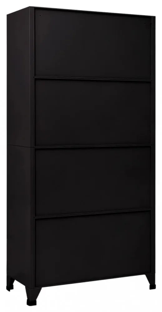 fekete acél zárható szekrény 90 x 45 x 180 cm