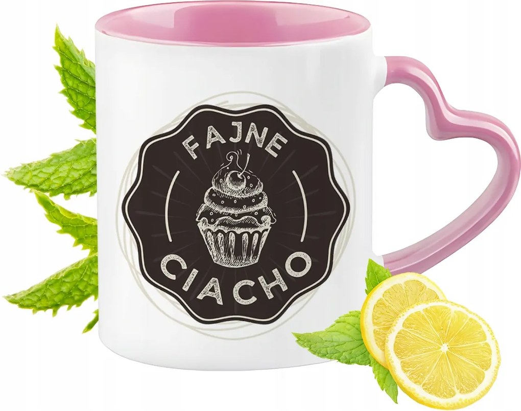 Vicces Rózsaszín Bögre Szív Alakú Füllel Ajándék