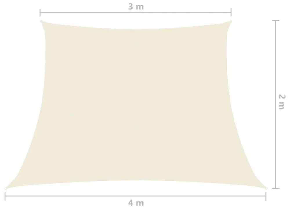 krémszínű HDPE napvitorla 160 g/m² 3/4 x 2
