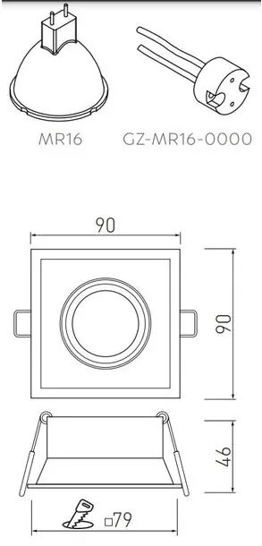 Lámpa Mennyezeti lámpatest SALTO, IP20, négyzet, fekete