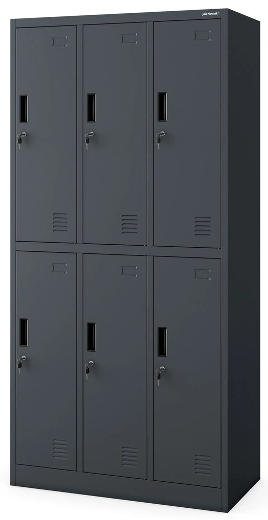 6 ajtós IGOR öltözőszekrény, 900 x 1850 x 450 mm, antracit