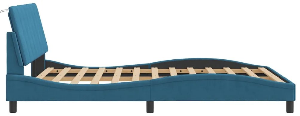 kék bársony ágykeret matrac nélkül Hanko 140 x 190 cm