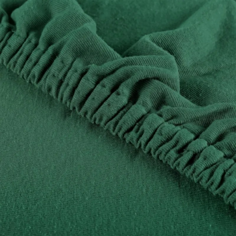 EMI sötétzöld 100% pamutjersey gumis lepedő, 120x200-as lap