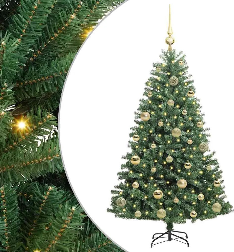 vidaXL Műanyag Hajtogatós Karácsonyfa Zöld 120 cm PVC és fém