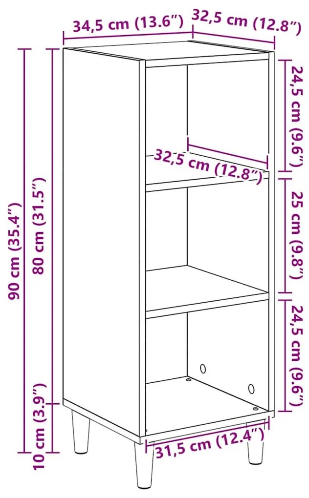 Széf Régi fa 32.5 x 34.5 x 90 cm Faanyag