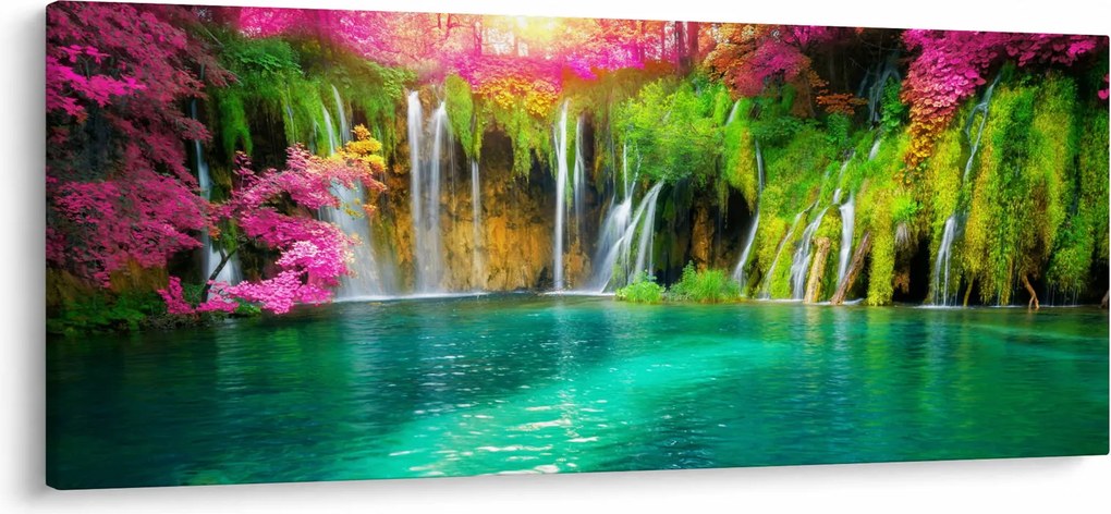 Kép - vízesés, Plitvicei-tavak, Horvátország (120x50 cm)