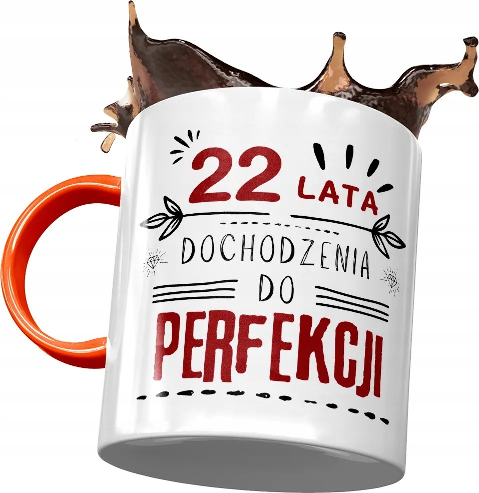 Narancssárga bögre Születésnapra 22 22. 22. fényképes nyomattal