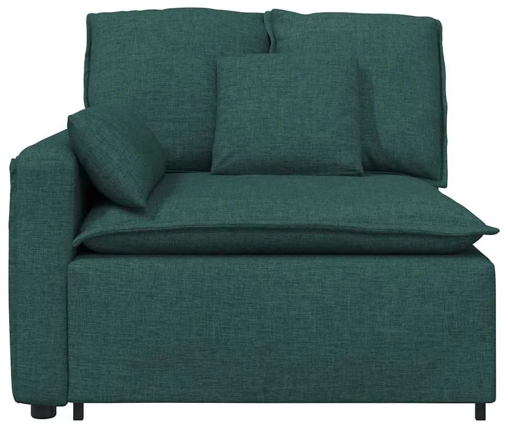 sötétzöld moduláris kanapé karfás végmodul párnákkal 100 cm