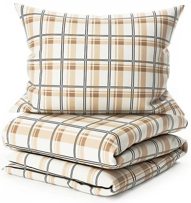 Mikroplüss ágyneműhuzat PLAID krémszínű Ágyneműhuzat mérete: 2 db 70 x 90 cm | 200 x 220 cm