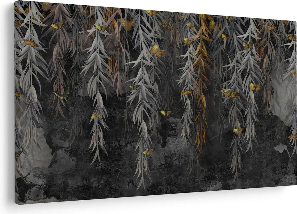 Kép -Fűzfa gallyak fekete háttérrel (90x60 cm)