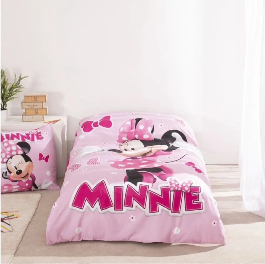 Disney Minnie Pink Polka Bow ágyneműhuzat 140×200cm, 65x65 cm