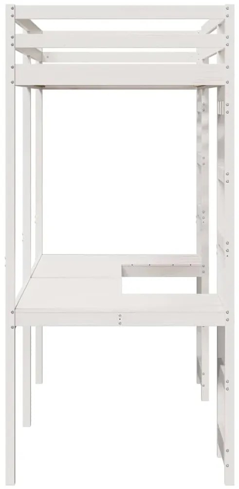 vidaXL Tetőtéri ágykeret Fehér 90 x 190 cm Tömör fenyőfa