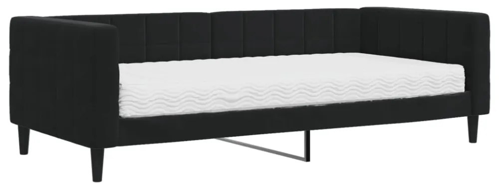 fekete bársony heverő matraccal 90 x 200 cm