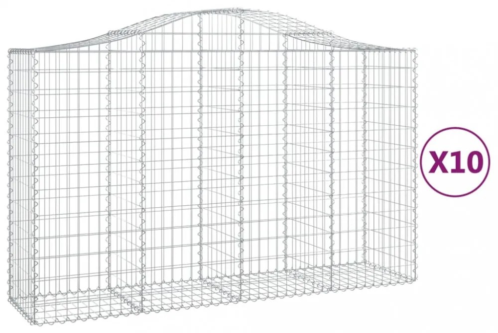 10 db íves horganyzott vas gabion kosár 200x50x120/140 cm