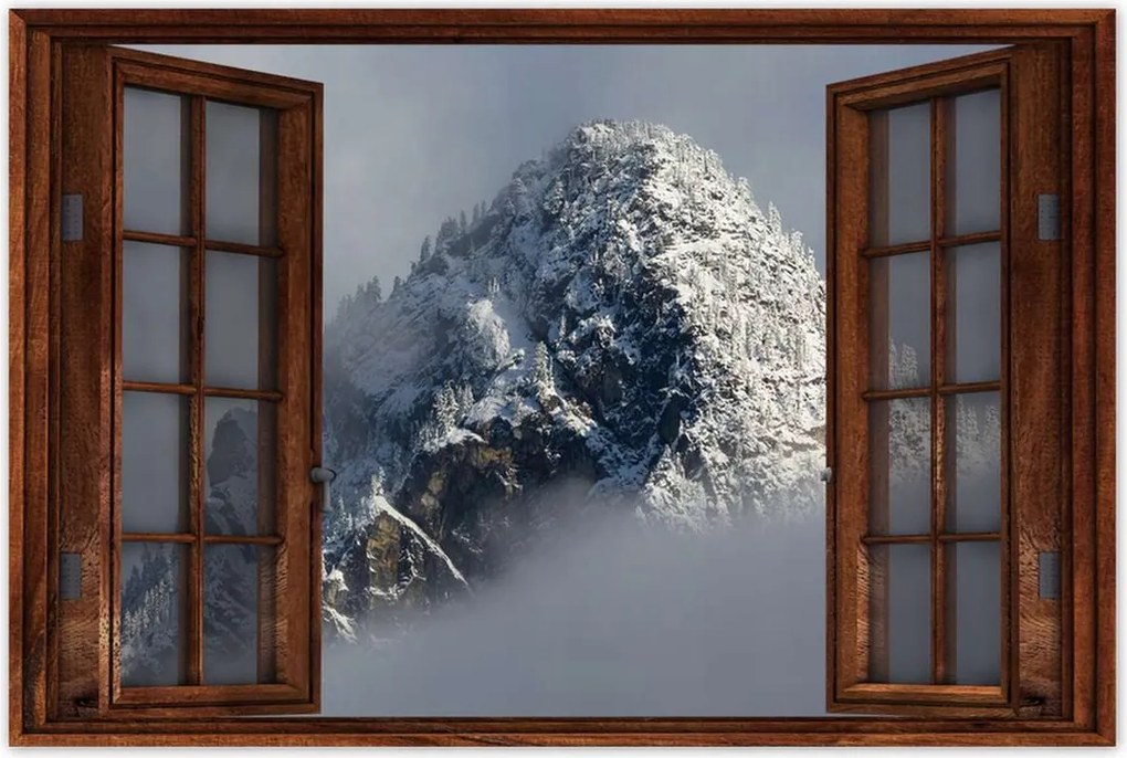 Poszterek 90x60 Tél Hegy Hó Köd