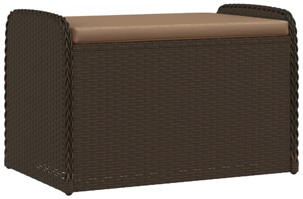 vidaXL barna polyrattan tárolópad párnával 80 x 51 x 52 cm