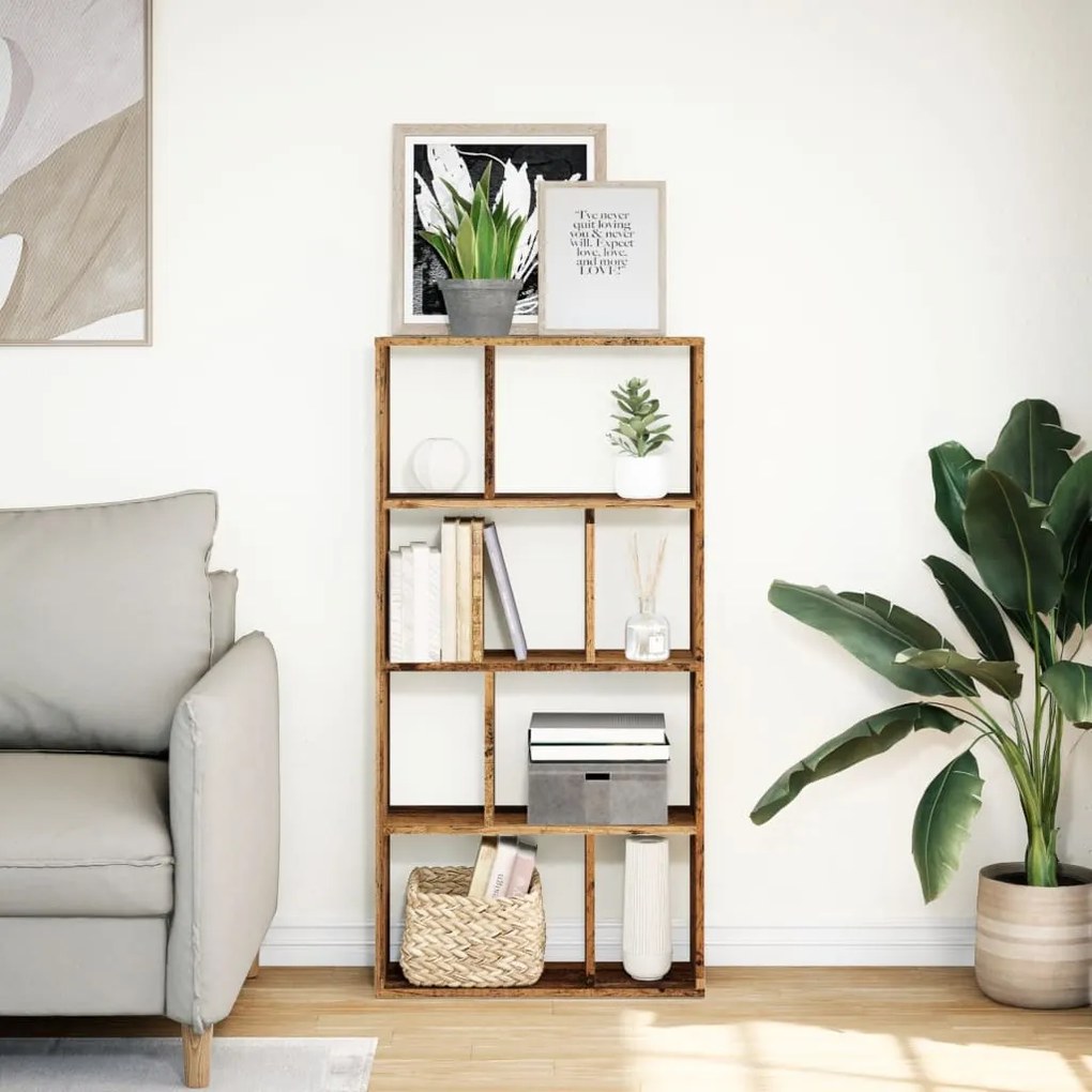antik fa színű szerelt fa könyvespolc 60 x 20 x 120 cm