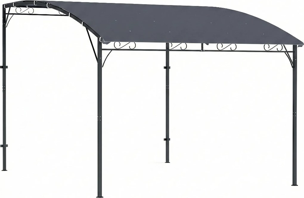 Outsunny fali kerti pergola, 384 x 286 x 252 cm — lejtős vízelvezető tető, UPF30+ vízálló ponyva, porszórt fém váz, szürke | Aosom