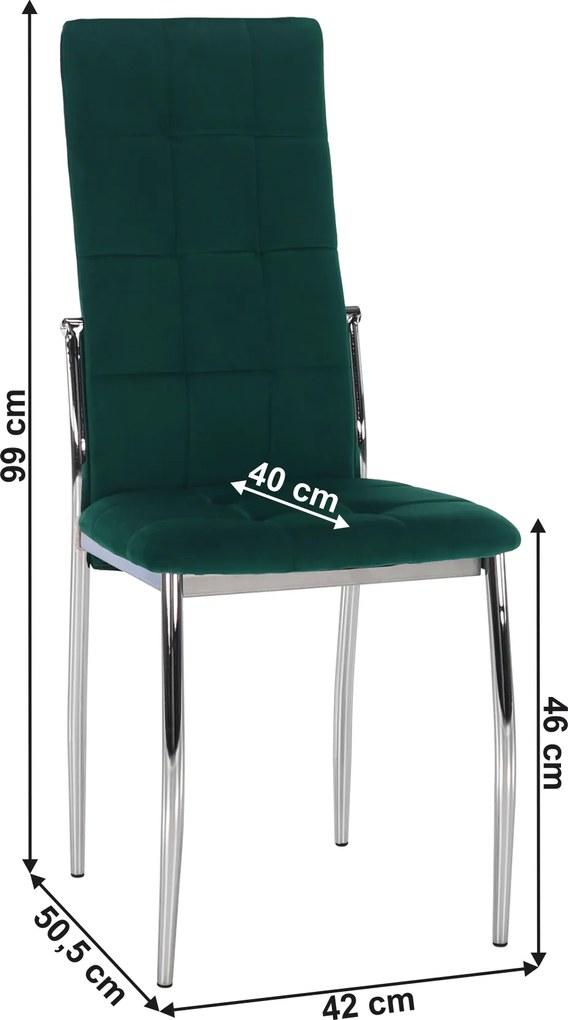 Szék, smaragd Velvet szövet/fém, ADORA NEW