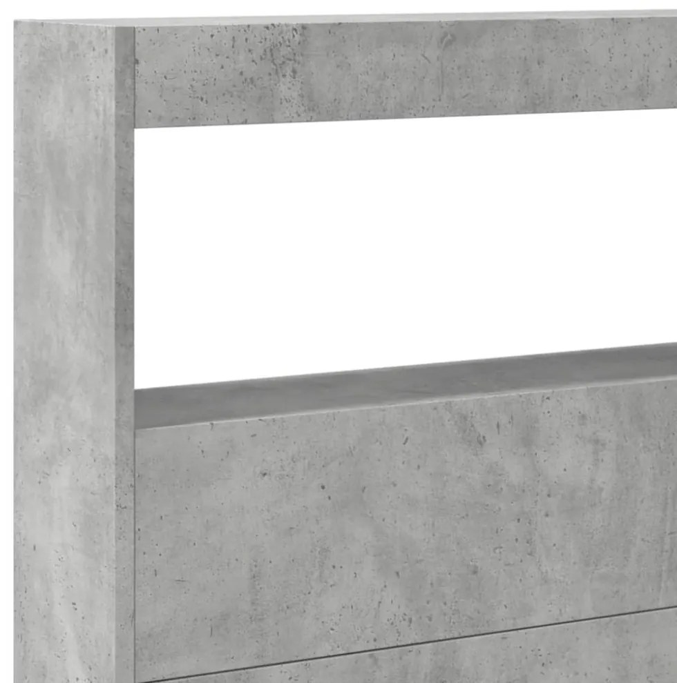 betonszürke áthidalószekrény LED-világítással 220 x 17 x 102 cm