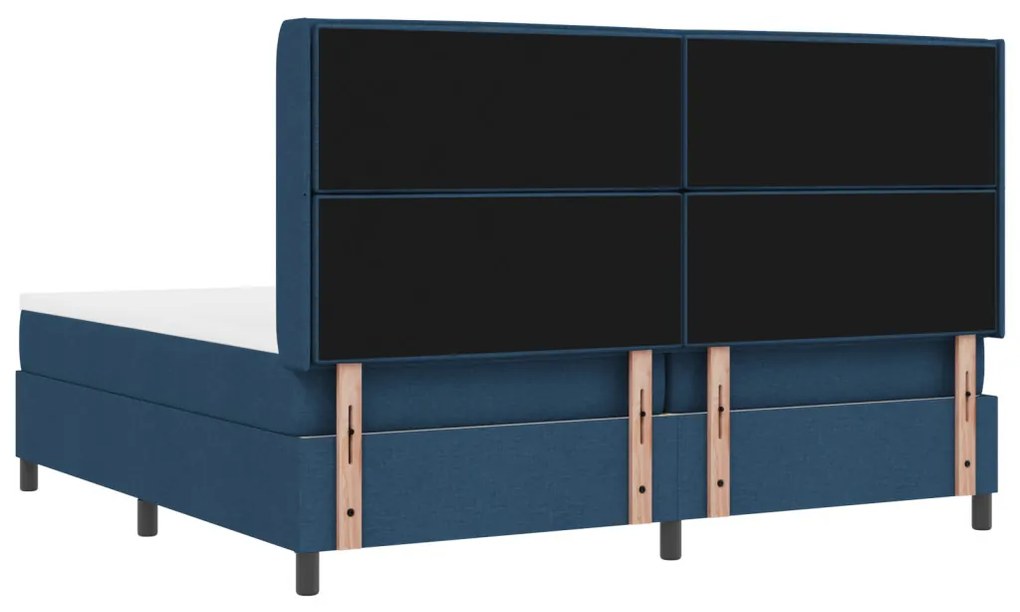 Boxspring Ágy Matraccal Kék 200x200 cm Szövet