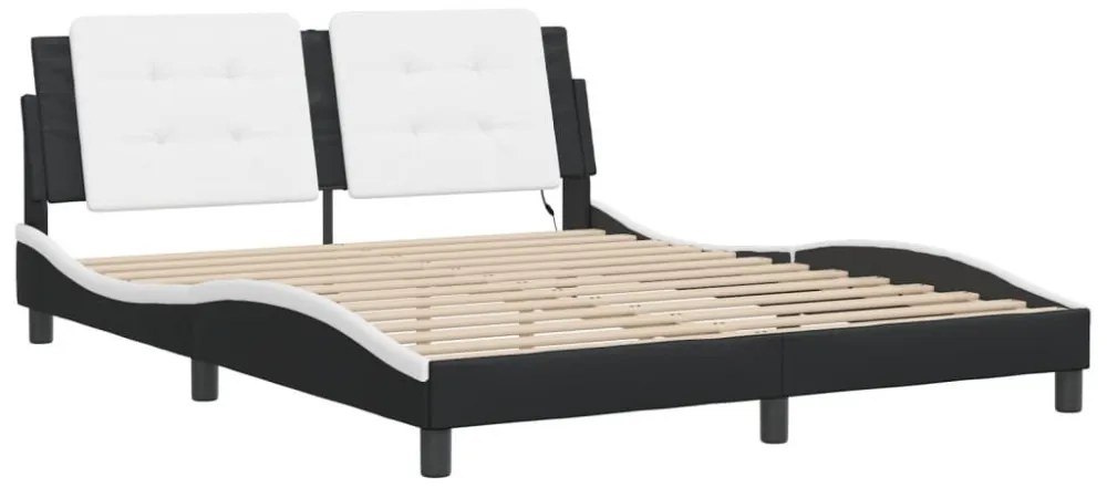 fekete és fehér ágykeret LED-ekkel matrac nélkül Zadar 160 x 200 cm