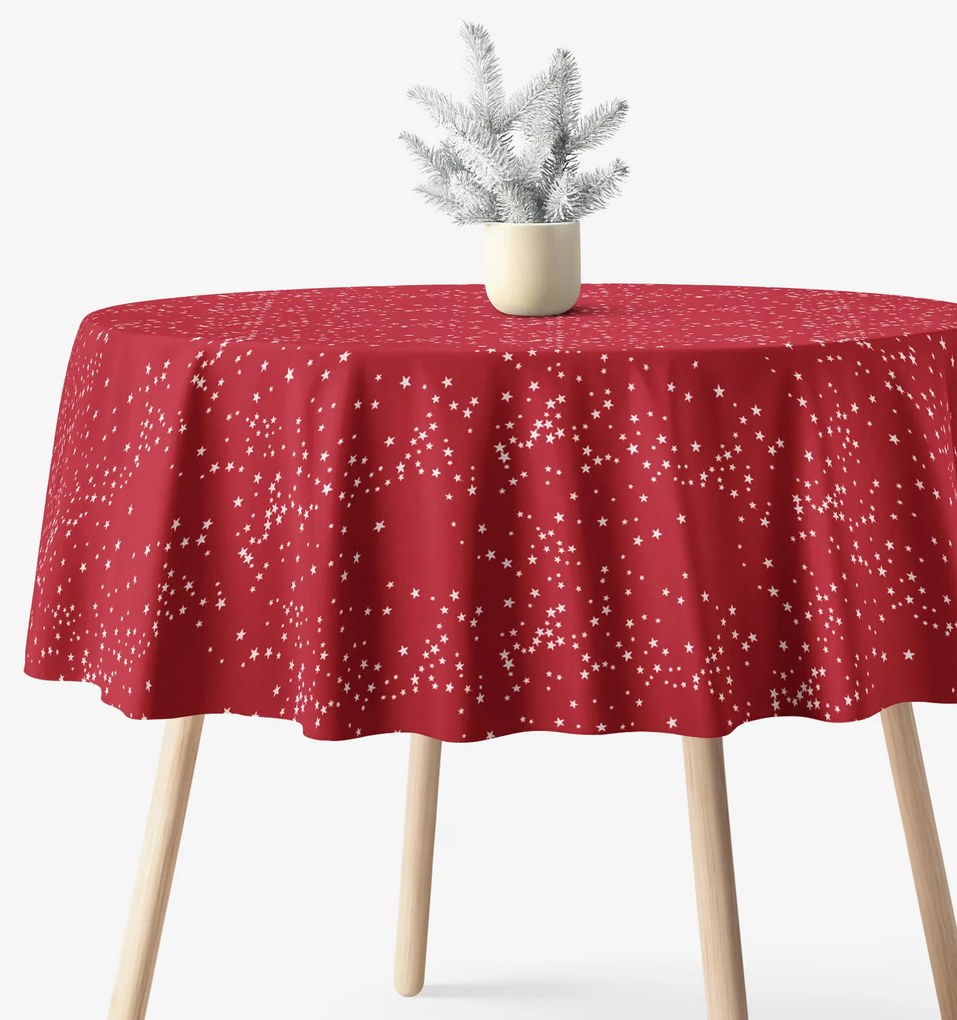 Goldea kör alakú terítő valencia - csillagok piroson Ø 270 cm