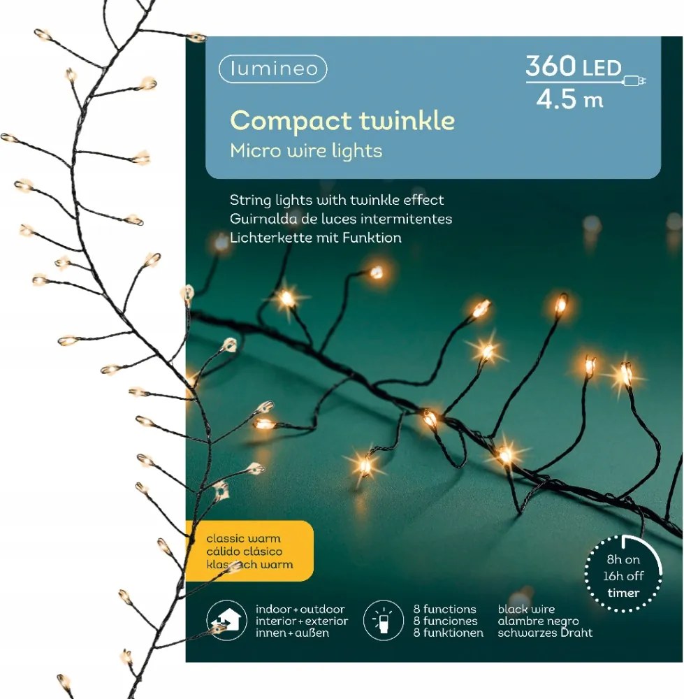 Karácsonyfa lámpák Micro 360 LED-es karácsonyfa drót Klasszikus Meleg 4,5m
