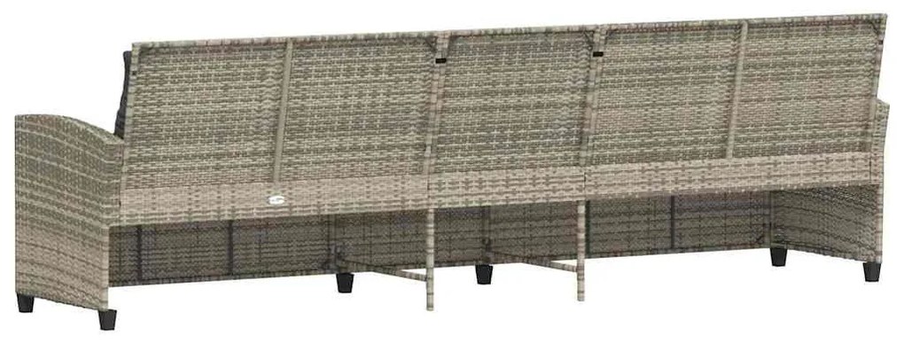 5 személyes világosszürke polyrattan kerti kanapé párnával