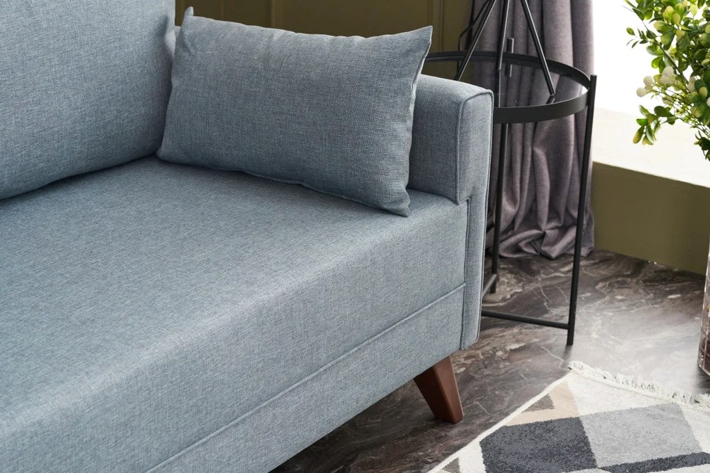 3 személyes kanapéágy Bella Soft Yataklı Üçlü Koltuk - Kék